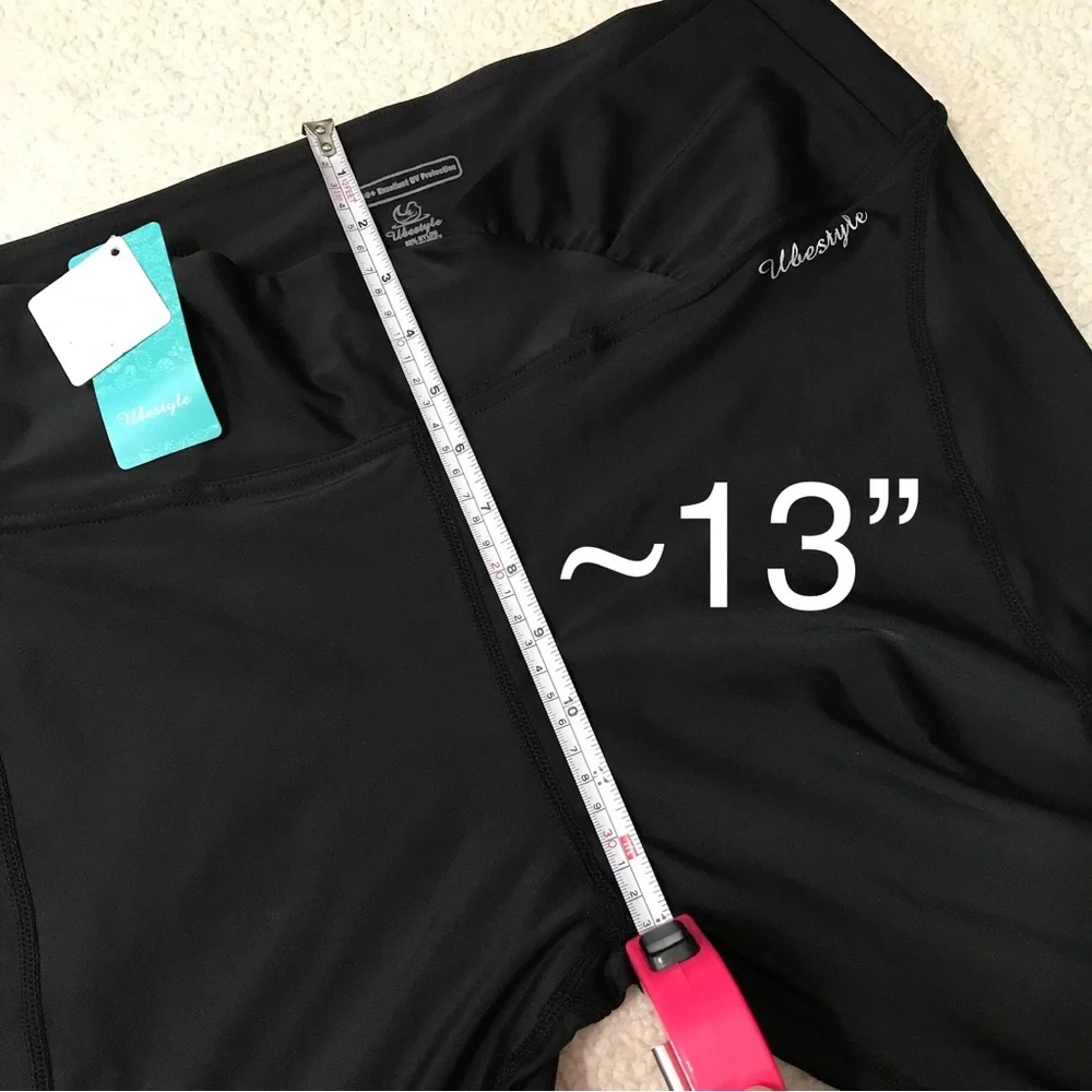 Black Leggings UPF 50 High Waist Pocket Size XXL